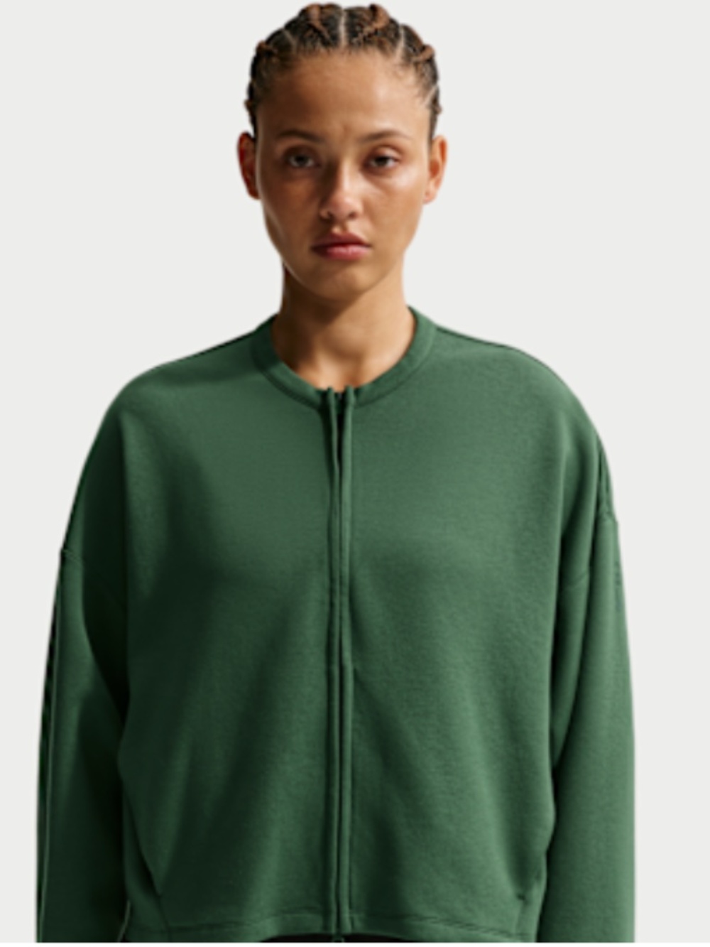 Nike Women's Dri-FIT Oversized Crew-Neck Full-Zip Top, Small